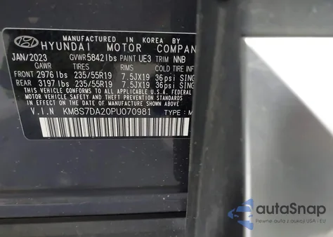 2023 Hyundai Santa Fe Plug-In Hybrid Limited from USA, damaged, VIN KM8S7DA20PU070981